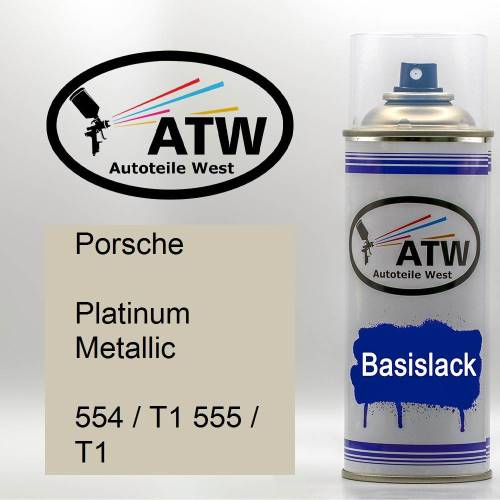 Porsche, Platinum Metallic, 554 / T1 555 / T1: 400ml Sprühdose, von ATW Autoteile West.